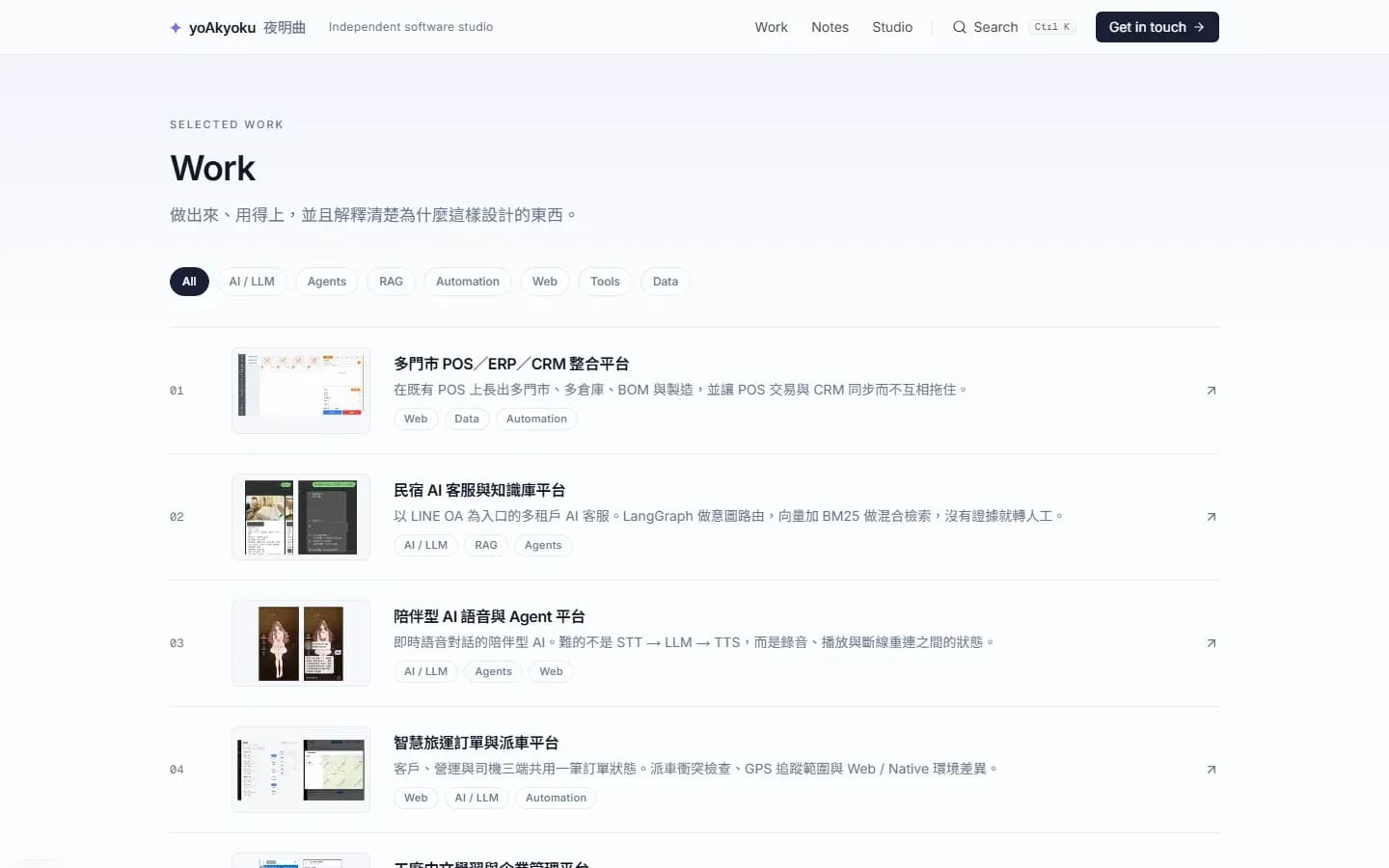 Work 列表頁