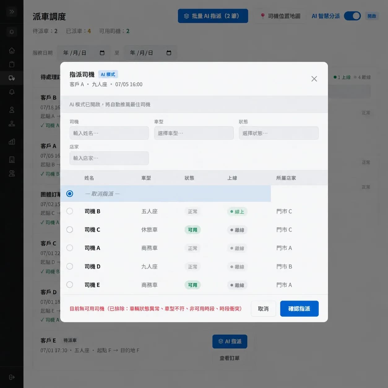 AI 派車建議